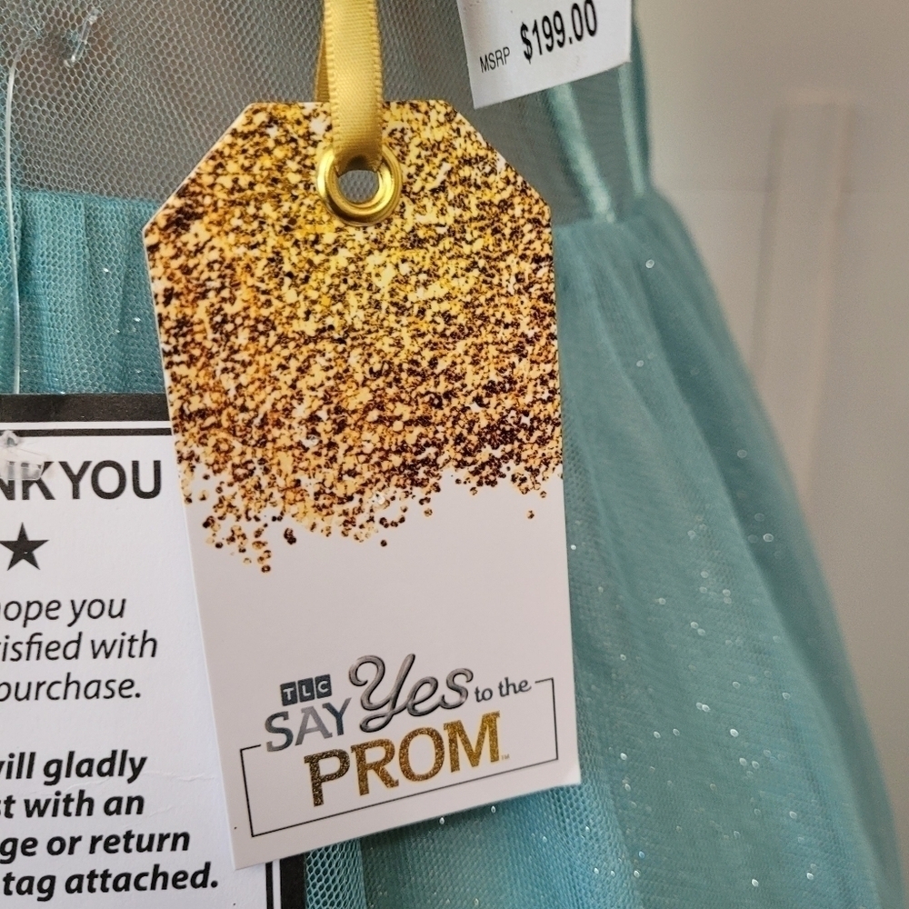 Say Yes to the Prom Glitter Tulle Off The Shoulder Gown Size 13 - Picture 9 of 13